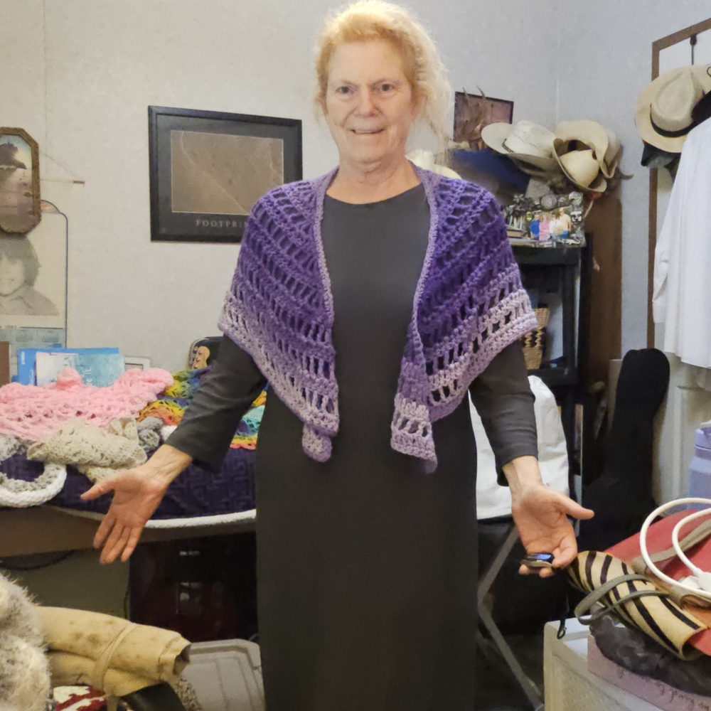 Elegant Purple Crochet Poncho